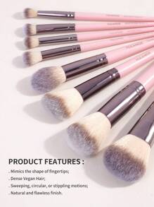 MAANGE 30pcs Professional Makeup Brushes With Velvet Bag+20pcs Powder Puff Accessories+1pc Silicone Cleaning Bowl+1pc Waterproof Wash Bag,Makeup Tools With Soft Brush Hair For Easy Carrying,Foundation Brush,Eye Shadow Brush,Blending Brush,Eyebrow Brush,Brush Set For Travel - 粉色 - 查看 5