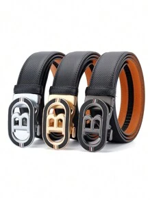 Cinturón de hombre de negocios popular de hebilla automática con estampado de letras elegante y versátil como decoración