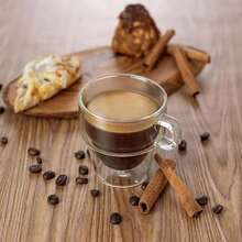 1 pieza Taza de vidrio borosilicato de doble capa creativa con asa, taza transparente resistente al calor para café/leche y desayuno, adecuada para uso doméstico y como regalo - transparente - Ver 11