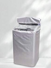 1 pieza Cubierta para lavadora, hecha de tela Oxford, resistente al agua y a los rayos UV, adecuada para lavadoras automáticas de tambor y pulsador, a prueba de polvo y reforzada, se puede usar como bolsa de almacenamiento, organizador o bolsa de utilidad, para bodas, Y2K, fiestas - Plateado - Ver 4