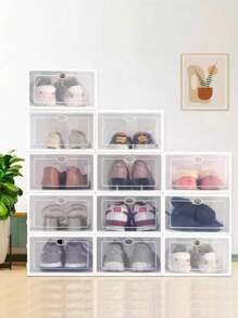 Cajas de almacenamiento de zapatos a prueba de polvo, caja apilable, organizador de zapatos 12 pz - Multicolor - Ver 2