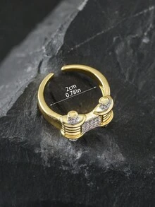 Bộ nhẫn cưới vàng thời trang 1 chiếc, kiểu dáng vuông sáng bóng, đính đá Zirconia tự nhiên, trang sức đính hôn. - vòng tạ - Xem 5