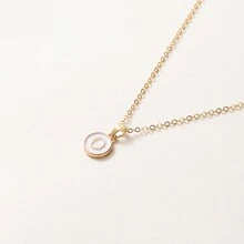 1pc Initial Letter A-Z Pendant Necklace, Gold Color Disc Charm Necklace, Suitable For Birthday, Mother's Day, Valentine's Day, Daily Wear Valentines,Mom,Mother,Mother's Day,Gift