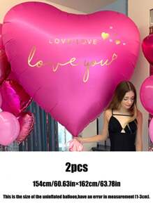 1pc/2pcs 63 Inch Giant Heart Shape Foil Balloon With Gold Foil "I LOVE YOU" Print, Suitable For Wedding, Engagement, Anniversary, Valentine's Day Party Decoration Back To School Valentine's Day - Multicolor - View 11