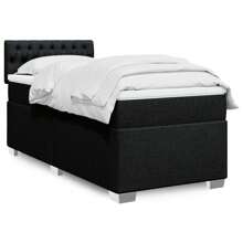 Cozy Black Fabric Box Spring Bed With 90x200 Cm Mattress For Comfortable Sleep - Black - View 1
