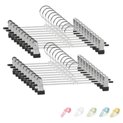 20pzs/40pzs/60pzs  Ganchos Para Ropa Pantalon De Metal Cromado Con Pinzas, Ganchos De Metal Cromado Con Pinza Para Colgar Pantalones