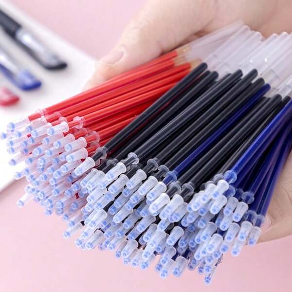 30/100 peças de recargas de caneta rollerball com ponta de agulha cheia de 0,5 mm, cartucho de tinta para caneta esferográfica universal, volta às aulas