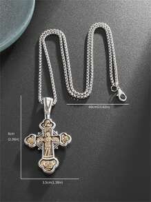 SeuSuk Vintage Saint Michael Catholic Guardian Angel Cross Pendant Necklace, Fashionable Amulet Jewelry Gift For Men And Women