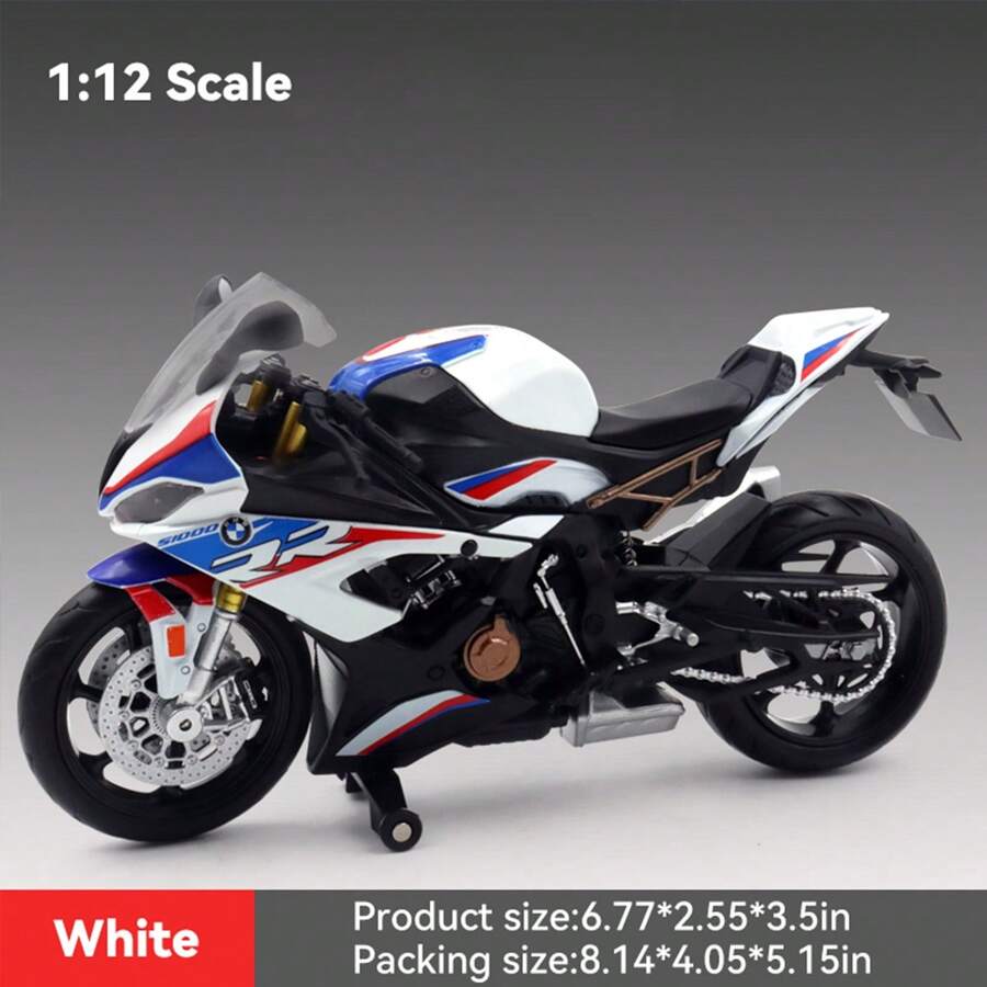 1/12 Skala BMW S1000R Gusseisen Motorrad Spielzeug, BMW Motorradmodell, BMW Motorrad-Spielzeug als Geschenk für Jungen und Mädchen