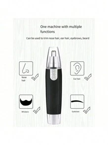 Water Resistant Nose Hair Trimmer For Men And Women - Painless Ear And Facial Hair Removal With Dual Edge Blades And Mute Motor