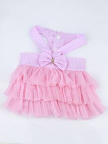 1 件装宠物蕾丝连衣裙背带适合中小型猫和狗 - 藍色 - 查看 5