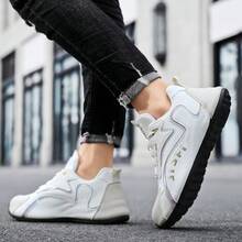 Men's Leather Waterproof Non-Slip High-End Travel Shoes, Fashionable & Versatile Casual Sports Sneakers, Spring & Summer - white ash - View 4