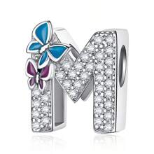 Easvnya Silver Butterfly Cubic Zirconia Letter A-Z Pendant, Suitable For Handmade Bracelet Necklace Minimalist Fashionable Jewelry DIY, Women Birthday Party Gift