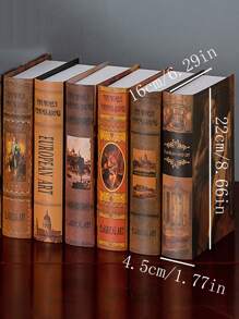 Set de 6 libros decorativos falsos con efecto bronceado estilo europeo, libros de simulación retro como accesorios fotográficos, mejor regalo para cajas y estantes