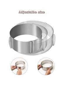 6-12 英寸可调节不锈钢蛋糕烘焙模具套装 - 非常适合 DIY 烘焙、慕斯和糕点制作 - 銀色 - 查看 5