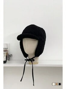 Gorro de trampero de piel sintética acolchada de colores contrastantes, cálido, con orejeras, unisex para parejas, adecuado para invierno, ciclismo, esquí, snowboard, otoño/invierno