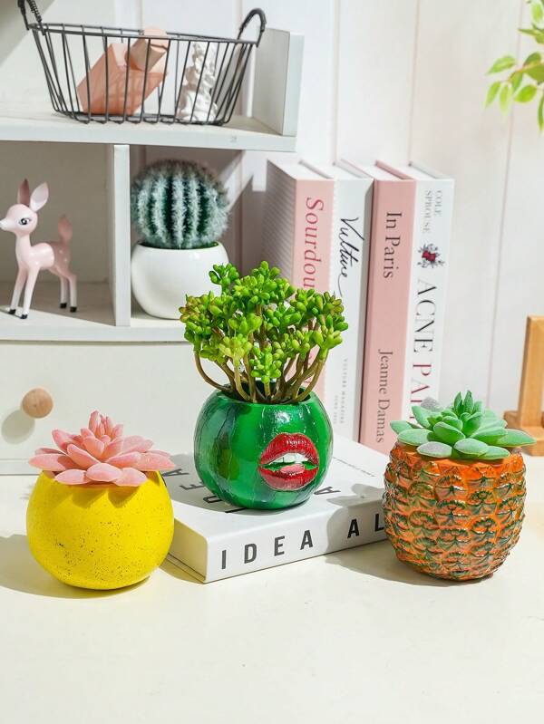 1pc Cute Fruit Planter For Greenery, Home Decoration Healing Watermelon, Pear, Pineapple Style Fruit Planter Best Gifts Birthday