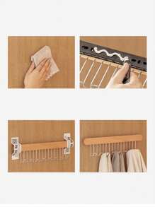 1pc Premium Wooden Wall-Mounted Hanger With Pull-Out Design For Underwear, Vests, Ties, Hats And Scarves, Space-Saving Closet Organizer Bedroom, Organizer, Home Storage, For White T-Shirt Women, Black Pants Women, Ladies Winter Clothes, Dress, Winter Clothes For Ladies, Elegant Woman Dresses, White Shirt For Ladies, Long Sleeve, White Jumpsuit For Women, Spring Dresses For Women, Spring Outfits For Women, Spring, Spring Clothes, Minimalist, Summer Tops Storage