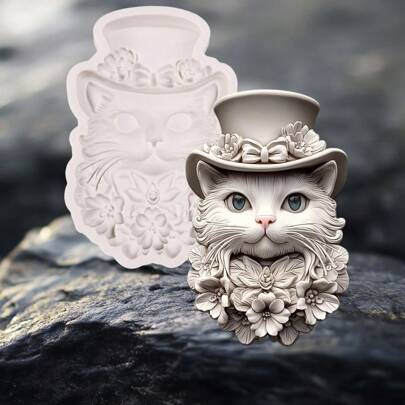 1pc Cat Shaped Silicone Mold, Suitable For DIY Molds, Suitable For DIY Craft Molds For Decorations