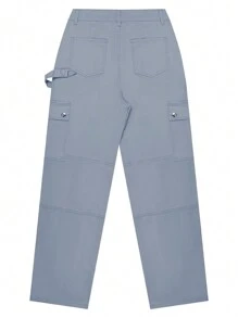 NVFelix New Retro Y2K Cargo Pants For Women - Stretch Flap Pocket Design, Streetwear Style (Fall Clothes) - Màu Xám nhạt - Xem 7