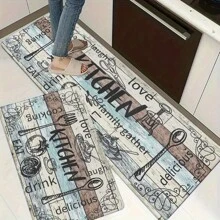 1pc Vintage Versatile Wood Grain Printed Water Absorbing Non-Slip Kitchen Mat, Single Set, Dirt Resistant & Machine Washable, Kitchen/Dining Room/Entryway Decor Mat - Multicolor - View 1