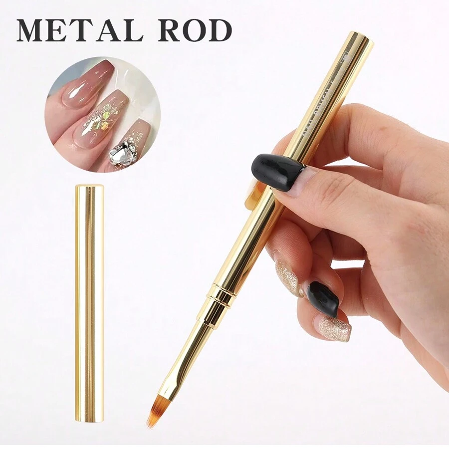 1/11 Peças Pincel Liner de Arte de Unhas, Pincel de Pintura com Padrão de Listras, Pincel de Extensão de Gel Acrílico UV, Caneta de Desenho e Escultura, Ferramenta de Manicure, Pincel de Unhas - Dourado - Visão 1