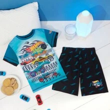 Hot Wheels Pyjama 2 Piece Summer Nightwear Set Short PJ Soft Breathable Lounge Wear Gift - Blue - View 2