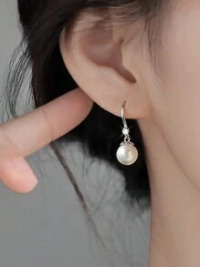2件套优雅S925纯银珍珠耳环和高跟鞋耳环，复古简约花卉耳环，适合宴会、派对、生日等场合，女士礼物之选。 - #2 - 查看 5