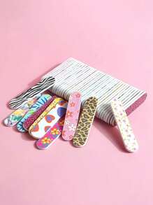 50pcs Dual-Sided Durable Portable Mini Nail Files, Suitable For Natural And Artificial Nails, Compact Colorful Design For Manicure & Pedicure