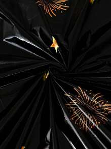 1件 2025新年快樂塑膠桌布，一次性彩色煙火PE桌布，2025新年快樂居家派對裝飾防水餐桌布，節日桌飾 - 黑金色 - 查看 9