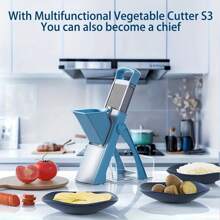 1 Set Vegetable Slicer, Multifunctional Manual Vegetable Chopper With Removable Container, Fruit & Vegetable Cutter For Shredding, Slicing, Stripping & Dicing, Fruit And Vegetable Slicer, Onion Grater, Potato Julienne, Kitchen Gadgets, Ideal Gift For Home Cooks & Chefs - Many - View 3