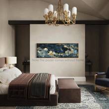 1/3 件星夜帆布墙艺术 - 充满活力的天体艺术品，带有新月、全景夜空印刷品、印象派云彩绘画复古装饰、美学海报 - 家居装饰 - 客厅、卧室 - 彩色 - 查看 5