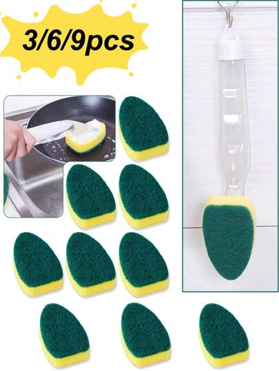 3/6/9pcs Multi-Functional Efficient Cleaning Combo Set, Upgraded Thick Sponge Cleaning Brushes With 3-Layer Composite Absorbent Sponge For Strong Cleaning Ability, Soft And Scratch-Free, Essential Cleaning Tools Set For Home Use On Kitchen, Bathroom, Windows, Faucets, Toilets, Grills, Cars And More Daily Cleaning Needs