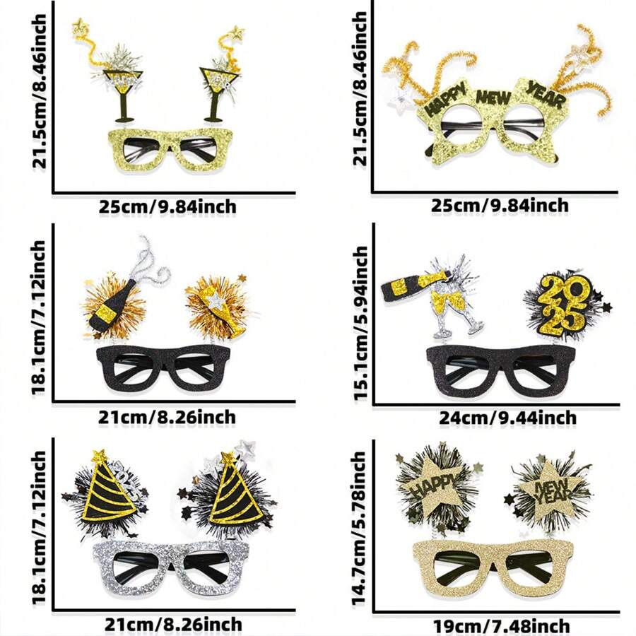 2025 New Year Glasses, Fashionable New Year Holiday Eyeglass Frames With Star Decorations