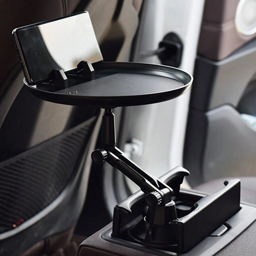 Car Cup Holder Tray For Adults Car Tray Table For Eating With Cell Phone Slot Lap Tray For Car Universal Adjustable Cup Tray Holder 360 Swivel Tray Fits Vehicle, Boats,Golf Cart, SUV And All Cars - Multicolor - View 1