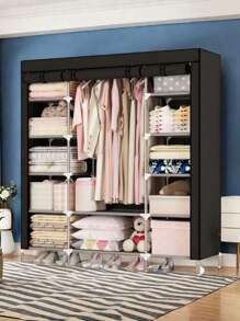 1 pieza Armario de ropa de ensamblaje fácil multicolor, armario de tela reforzada para dormitorio/decoración de apartamento de alquiler