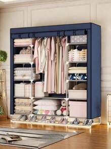 1 pieza Armario de ropa de ensamblaje fácil multicolor, armario de tela reforzada para dormitorio/decoración de apartamento de alquiler