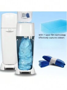 1pz/2pz/4pz/6pz Sacchetti sostitutivi per pannolini per contenitori di pannolini per bambini, sacchetti di ricambio deodoranti, sacchetti per pannolini pieghevoli per la cura dei neonati - Blu - Visualizzare 3