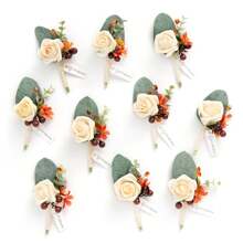 Artificial Flowers Boutonniere For Men,Groom Groomsmen Boutonniere, Artificial Flowers Decor For Wedding Decor/Prom/Homecoming, Etc.Wedding Bouquet Centerpieces Party Tables Home Decorations Party Favors Room Decor Bride
