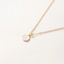 1pc Initial Letter A-Z Pendant Necklace, Gold Color Disc Charm Necklace, Suitable For Birthday, Mother's Day, Valentine's Day, Daily Wear Valentines,Mom,Mother,Mother's Day,Gift