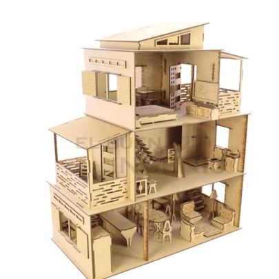 Casa De Muñecas Muebles Incluidos Moderna para Muñecas Pequeñas. Hermosa casita de muñecas de madera