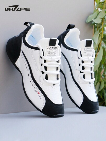 BHZPE Men's Breathable Mesh Casual Athletic Sneakers, Comfortable Non-Slip Lace-Up Shock Absorbing Sports Shoes, Suitable For Outdoor Activities