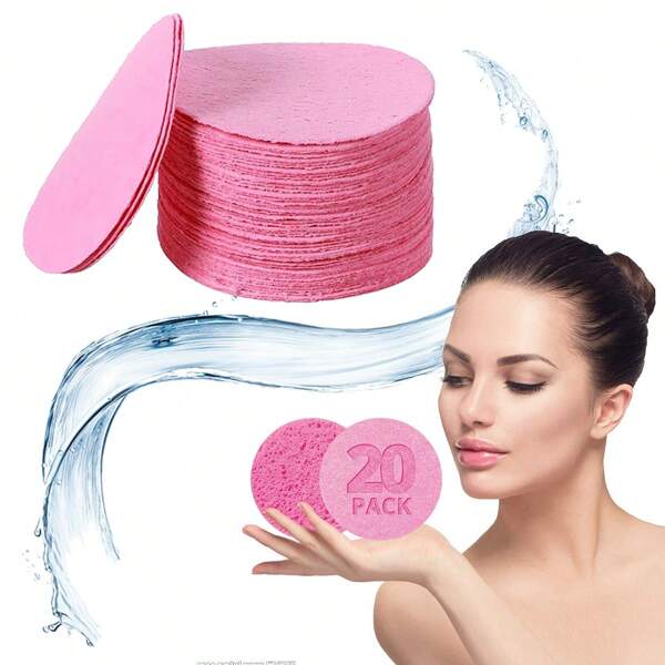 10/20/50pcs Round Compressed Facial Sponges For Estheticians- Cellulose Face Sponge Professional Cosmetic Spa Sponges Reusable Exfoliating Face Wash Sponge
