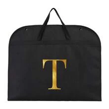 Clothing Dust Cover Men Western-Style Clothes Storage Bags Moisture-Proof Clothing Organizer Hanging Garment Bags Stuff Bag Initial Name A To Z Gold Letter Print Portable Foldable Clothes Storage Pouch For Outdoor Holiday Travel Accessories - Black - View 21