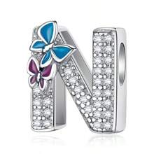 Easvnya Silver Butterfly Cubic Zirconia Letter A-Z Pendant, Suitable For Handmade Bracelet Necklace Minimalist Fashionable Jewelry DIY, Women Birthday Party Gift