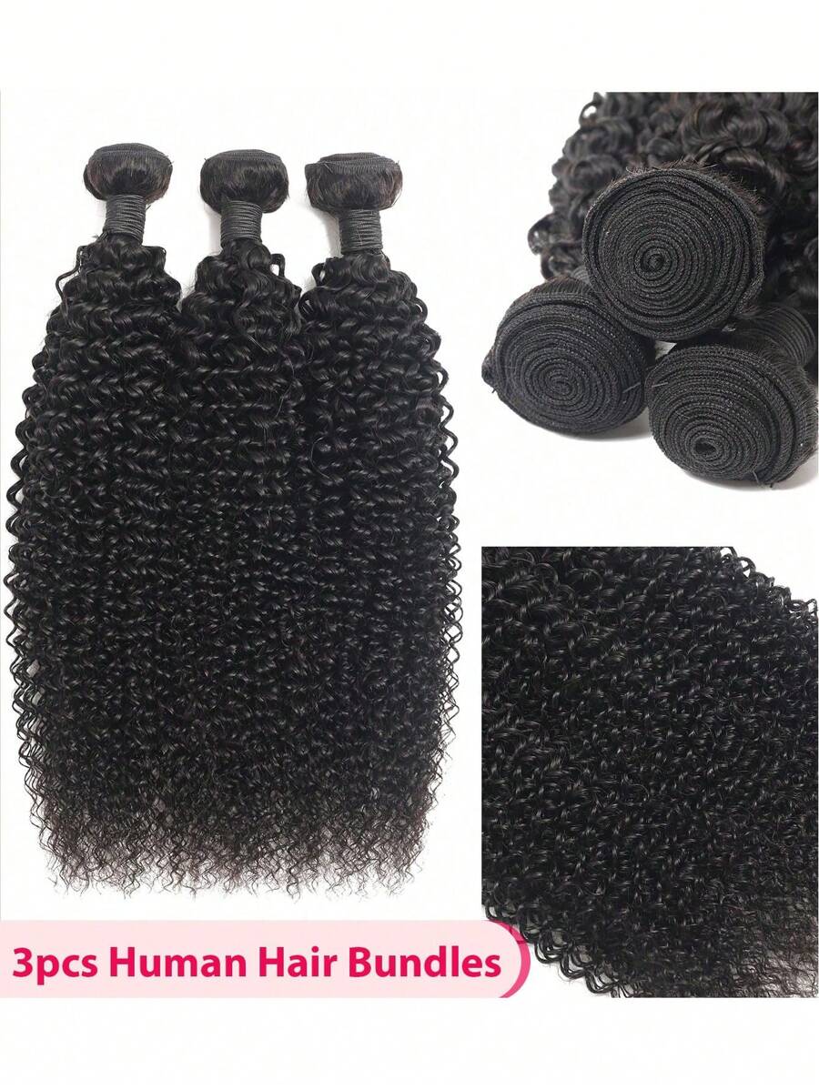 3pcs Bundles Kinky Curly  Natural Black Virgin Human Hair - SNatural - View 1