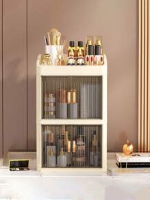 Large Capacity Transparent Cosmetic Storage Box - Multi-Layer Sliding Drawer Style, Suitable For Makeup, Skincare And Lipstick - Lightweight Plastic Vanity Organizer,For Holiday Beach, Bathroom Collection, Bedroom Collection, Large Capacity - Multicolor - View 3