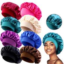 6pcs Women's Multi-Color Satin Wide Edge Sleep Cap Hats, Suitable For Everyday Use - Multicolor - View 9