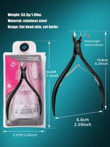 LRIS 1/2" Black Cuticle Nipper - Professional Stainless Steel Cuticle Nipper, Nail Cuticle Remover Tool, 5mm Jaw - Black and White - View 7