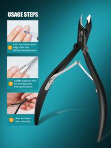 LRIS 1/2" Black Cuticle Nipper - Professional Stainless Steel Cuticle Nipper, Nail Cuticle Remover Tool, 5mm Jaw - Black and White - View 6